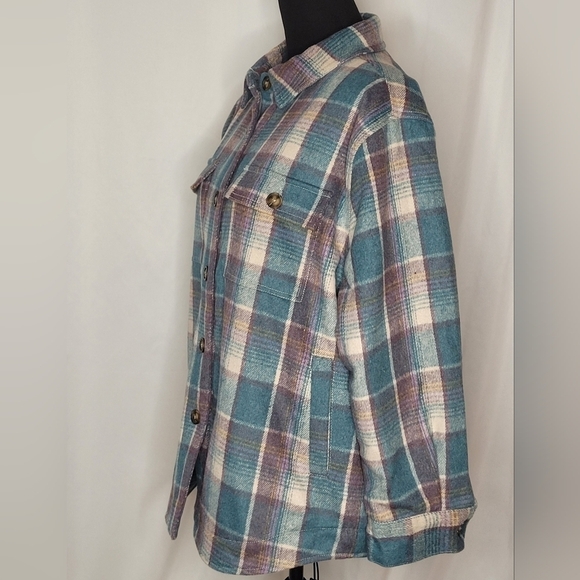 Sundance Plaid Flannel Shirt Jacket - Size PL - Picture 3 of 11